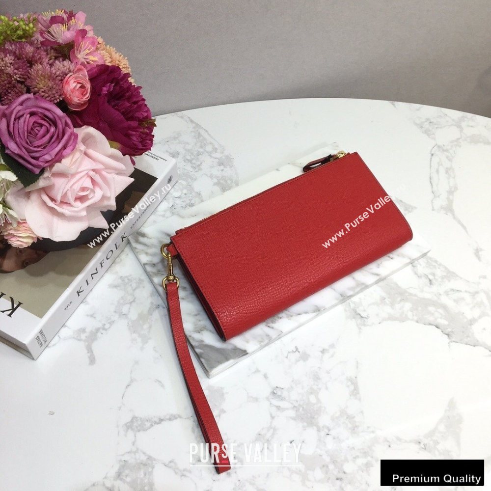 Valentino VSLING Calfskin Pouch Clutch Bag Red with Wristlet 2020 (liankafo-20101419)