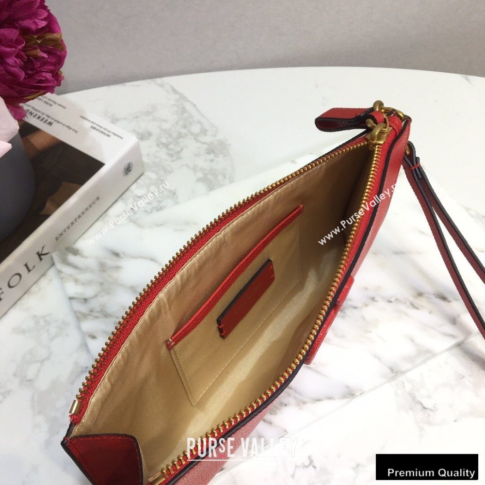 Valentino VSLING Calfskin Pouch Clutch Bag Red with Wristlet 2020 (liankafo-20101419)