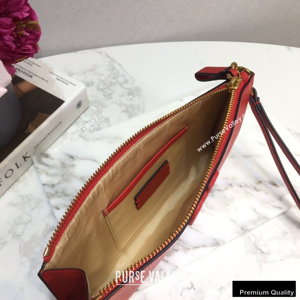 Valentino VSLING Calfskin Pouch Clutch Bag Red with Wristlet 2020 (liankafo-20101419)