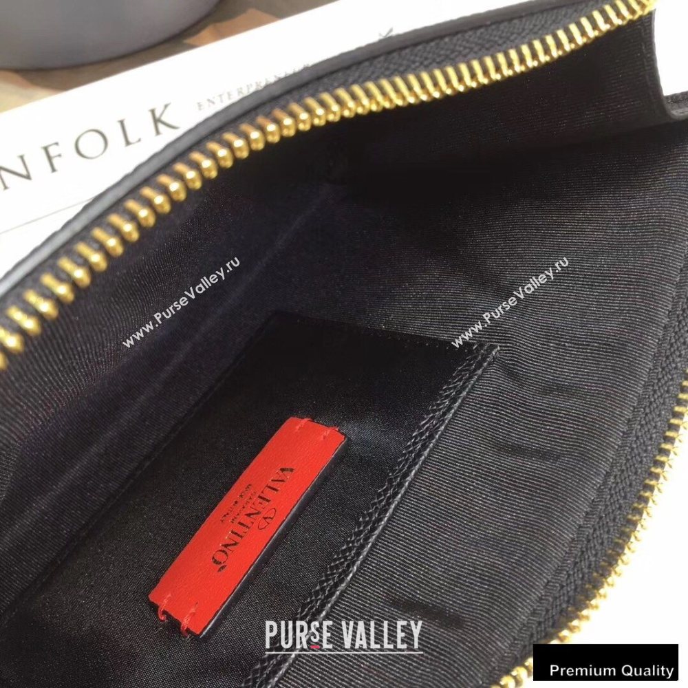 Valentino VSLING Calfskin Pouch Clutch Bag Black with Wristlet 2020 (liankafo-20101418)