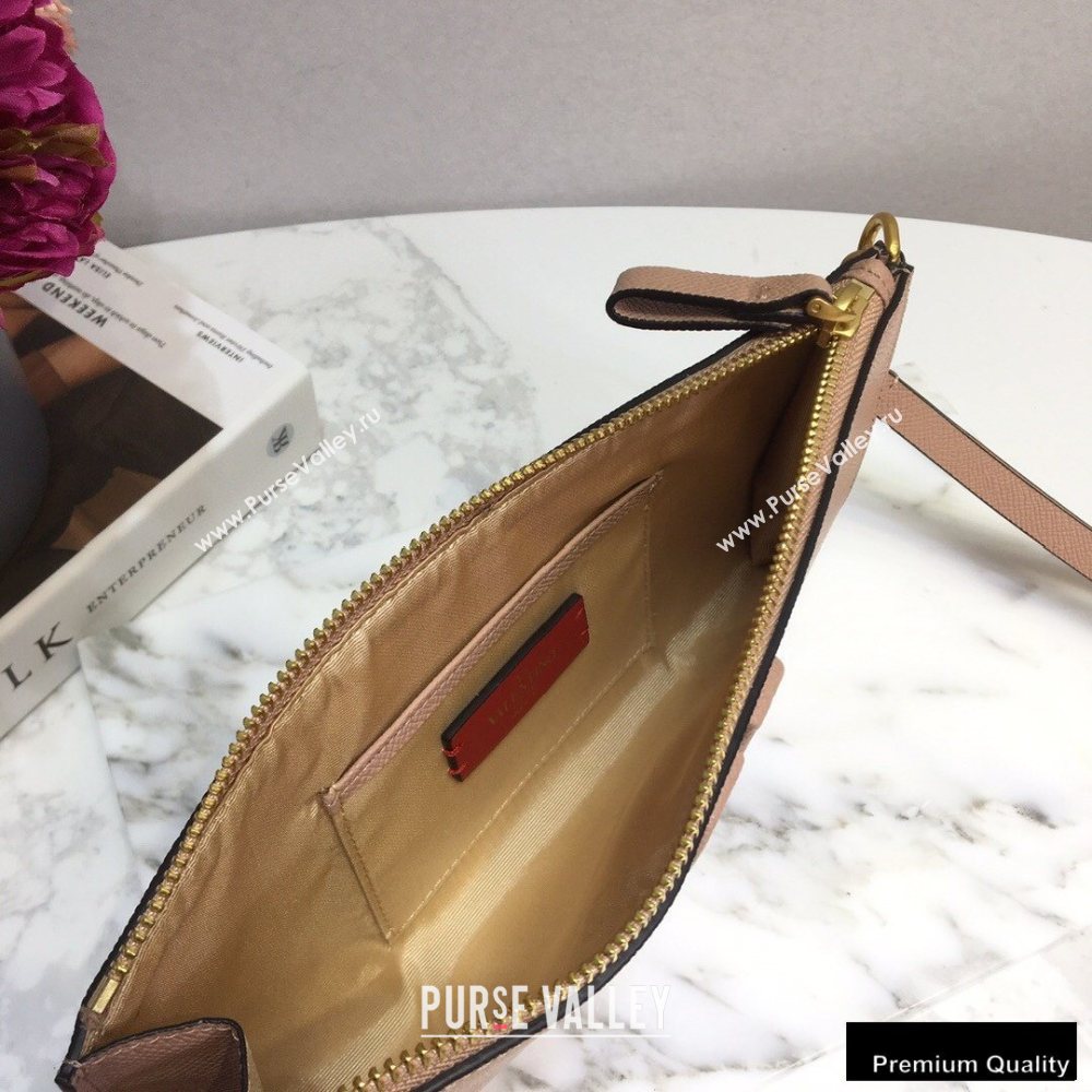 Valentino VSLING Calfskin Pouch Clutch Bag Nude with Wristlet 2020 (liankafo-20101420)