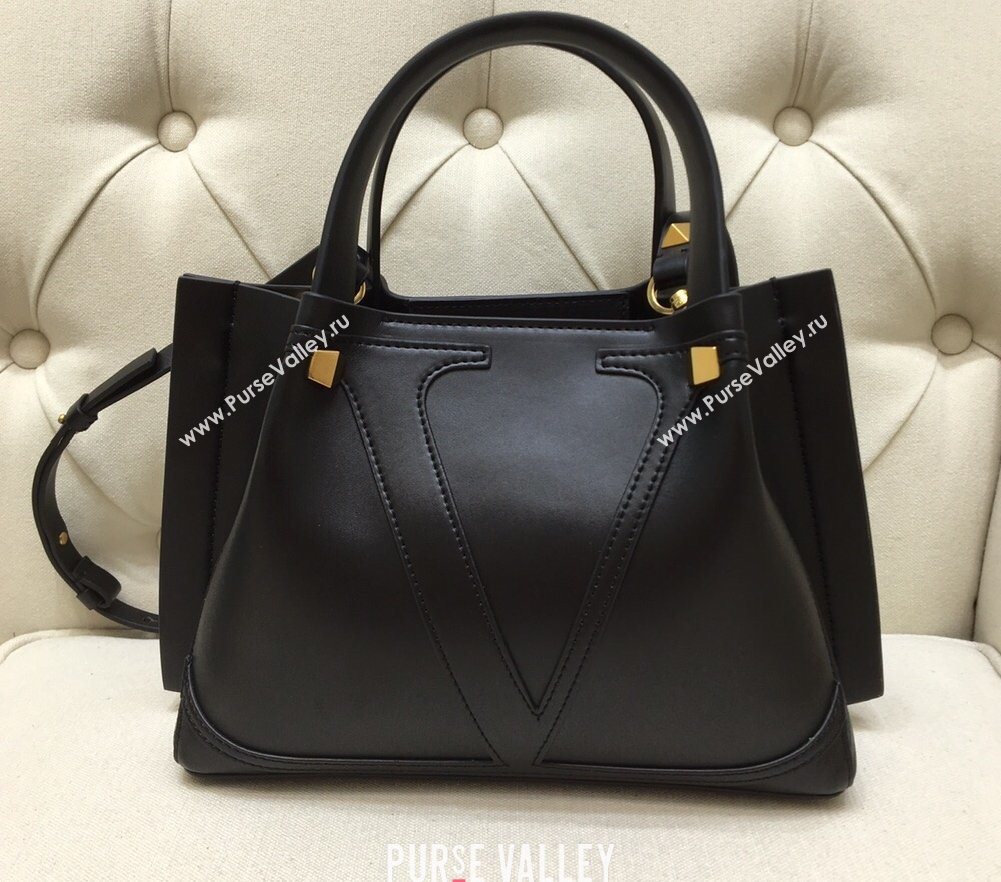 Valentino Vlogo Signature Small Shopping Tote Bag 9079 Black 2020 (liankafo-20101441)