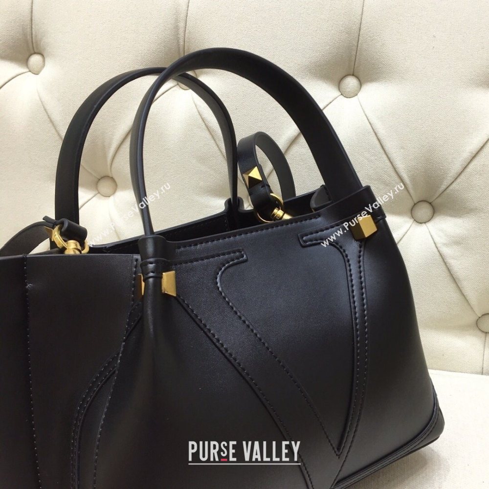 Valentino Vlogo Signature Small Shopping Tote Bag 9079 Black 2020 (liankafo-20101441)