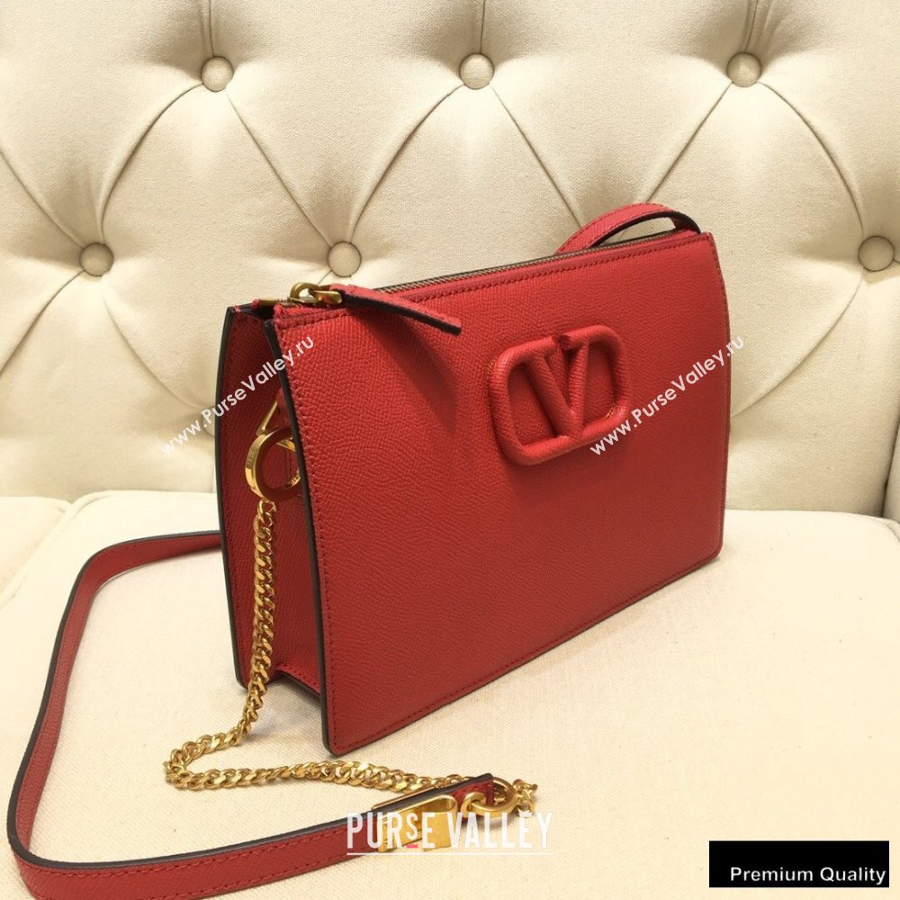 Valentino VSLING Grainy Calfskin Pouch Bag Red with Adjustable Strap 2020 (liankafo-20101412)