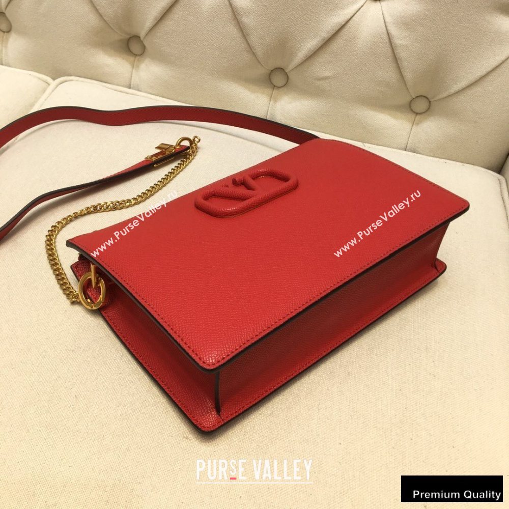 Valentino VSLING Grainy Calfskin Pouch Bag Red with Adjustable Strap 2020 (liankafo-20101412)