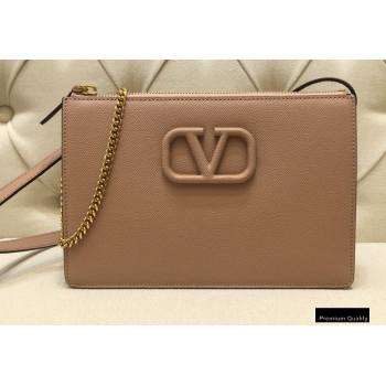 Valentino VSLING Grainy Calfskin Pouch Bag Nude with Adjustable Strap 2020 (liankafo-20101413)