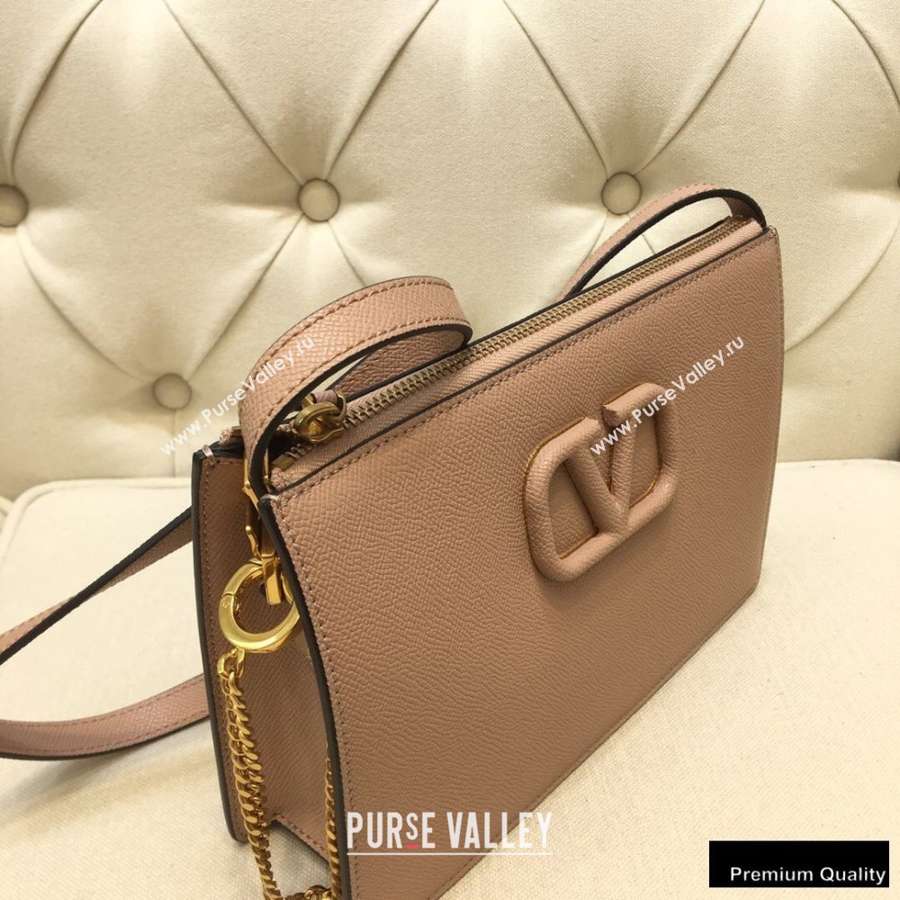 Valentino VSLING Grainy Calfskin Pouch Bag Nude with Adjustable Strap 2020 (liankafo-20101413)