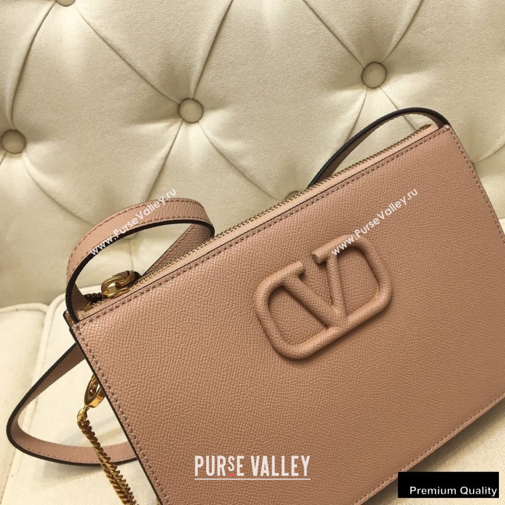 Valentino VSLING Grainy Calfskin Pouch Bag Nude with Adjustable Strap 2020 (liankafo-20101413)