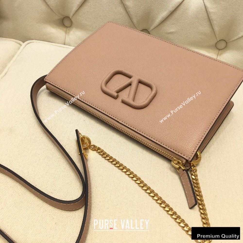 Valentino VSLING Grainy Calfskin Pouch Bag Nude with Adjustable Strap 2020 (liankafo-20101413)