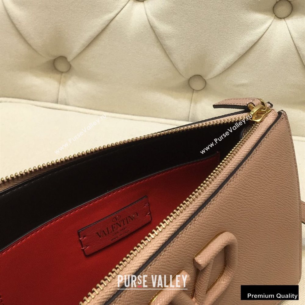 Valentino VSLING Grainy Calfskin Pouch Bag Nude with Adjustable Strap 2020 (liankafo-20101413)