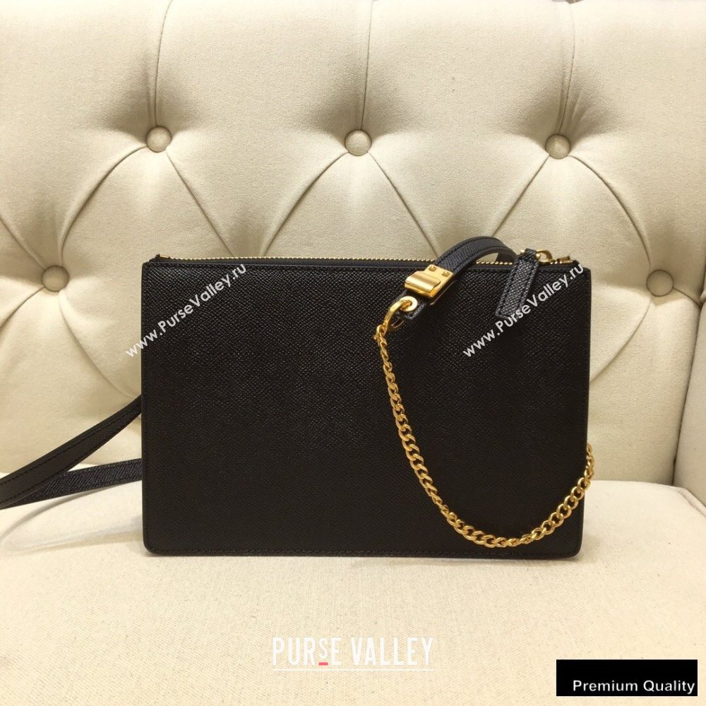 Valentino VSLING Grainy Calfskin Pouch Bag Black with Adjustable Strap 2020 (liankafo-20101411)