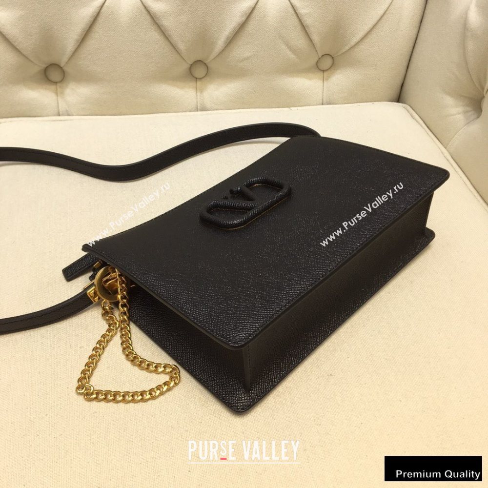 Valentino VSLING Grainy Calfskin Pouch Bag Black with Adjustable Strap 2020 (liankafo-20101411)