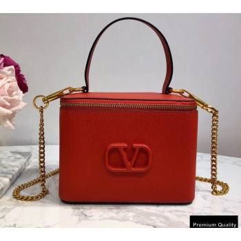 Valentino VSLING Calfskin Vanity Case Bag Red 2020 (liankafo-20101408)