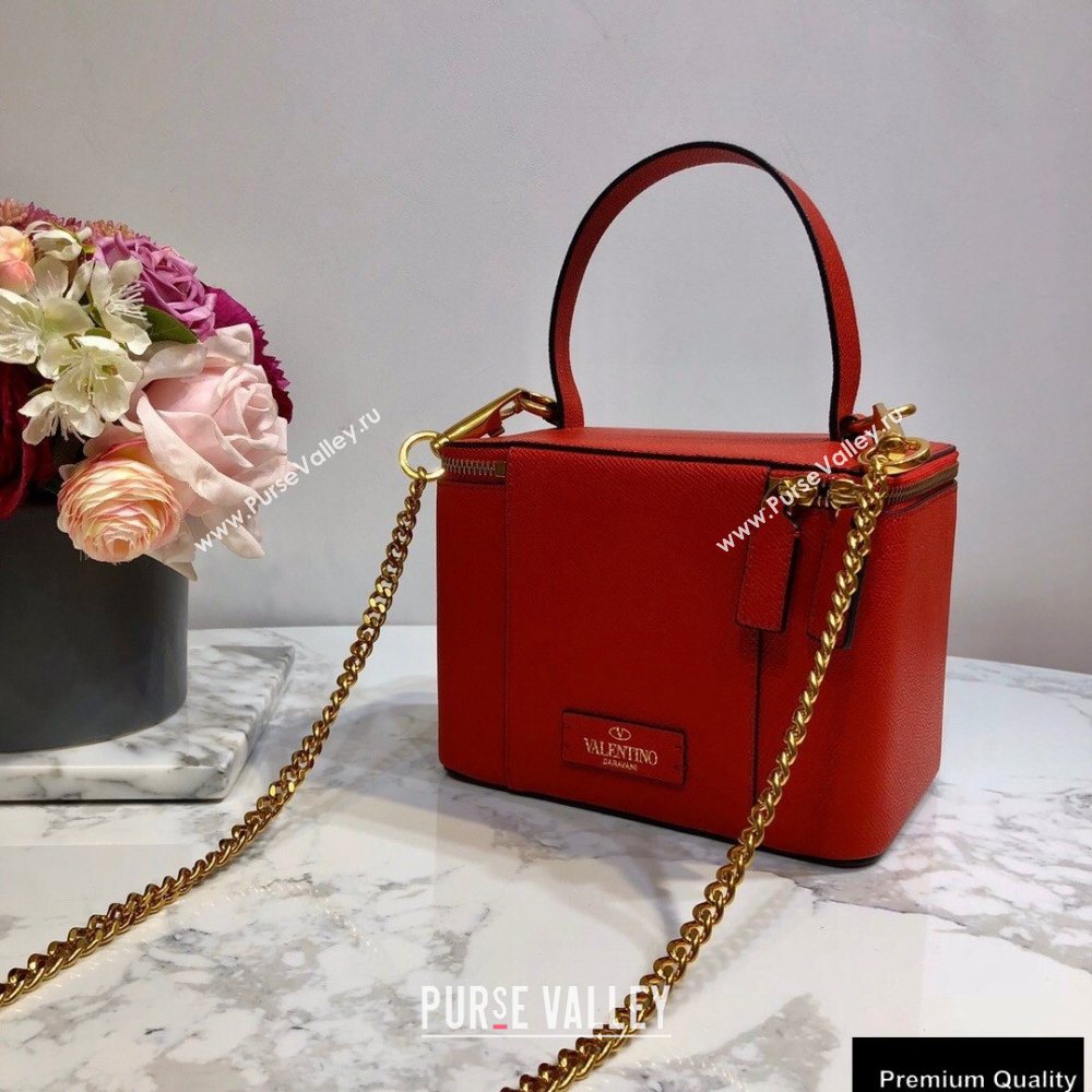 Valentino VSLING Calfskin Vanity Case Bag Red 2020 (liankafo-20101408)