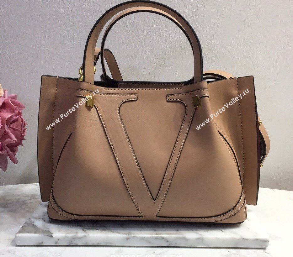 Valentino Vlogo Signature Small Shopping Tote Bag 9079 Nude 2020 (liankafo-20101442)