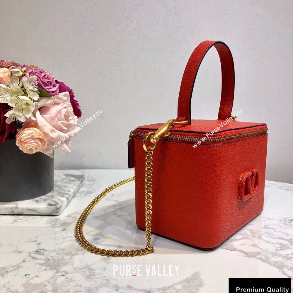Valentino VSLING Calfskin Vanity Case Bag Red 2020 (liankafo-20101408)