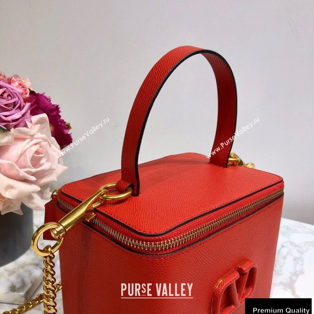 Valentino VSLING Calfskin Vanity Case Bag Red 2020 (liankafo-20101408)