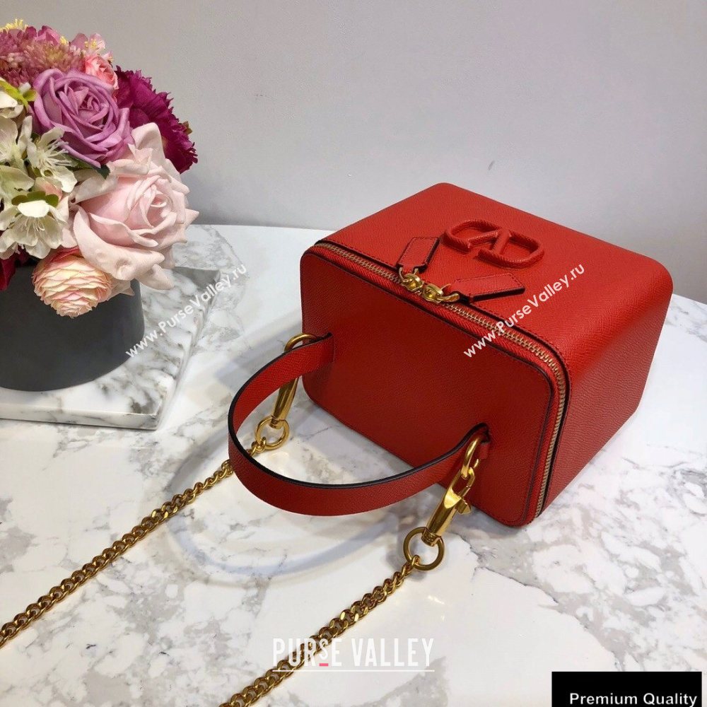 Valentino VSLING Calfskin Vanity Case Bag Red 2020 (liankafo-20101408)