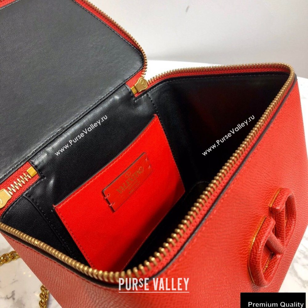 Valentino VSLING Calfskin Vanity Case Bag Red 2020 (liankafo-20101408)