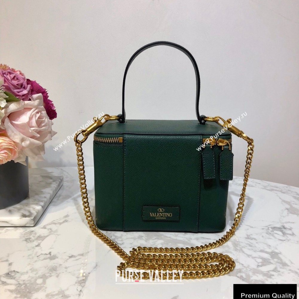 Valentino VSLING Calfskin Vanity Case Bag Green 2020 (liankafo-20101409)