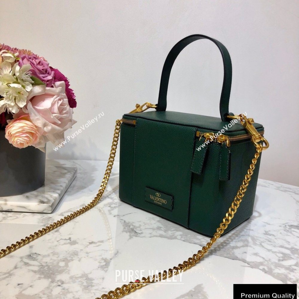 Valentino VSLING Calfskin Vanity Case Bag Green 2020 (liankafo-20101409)