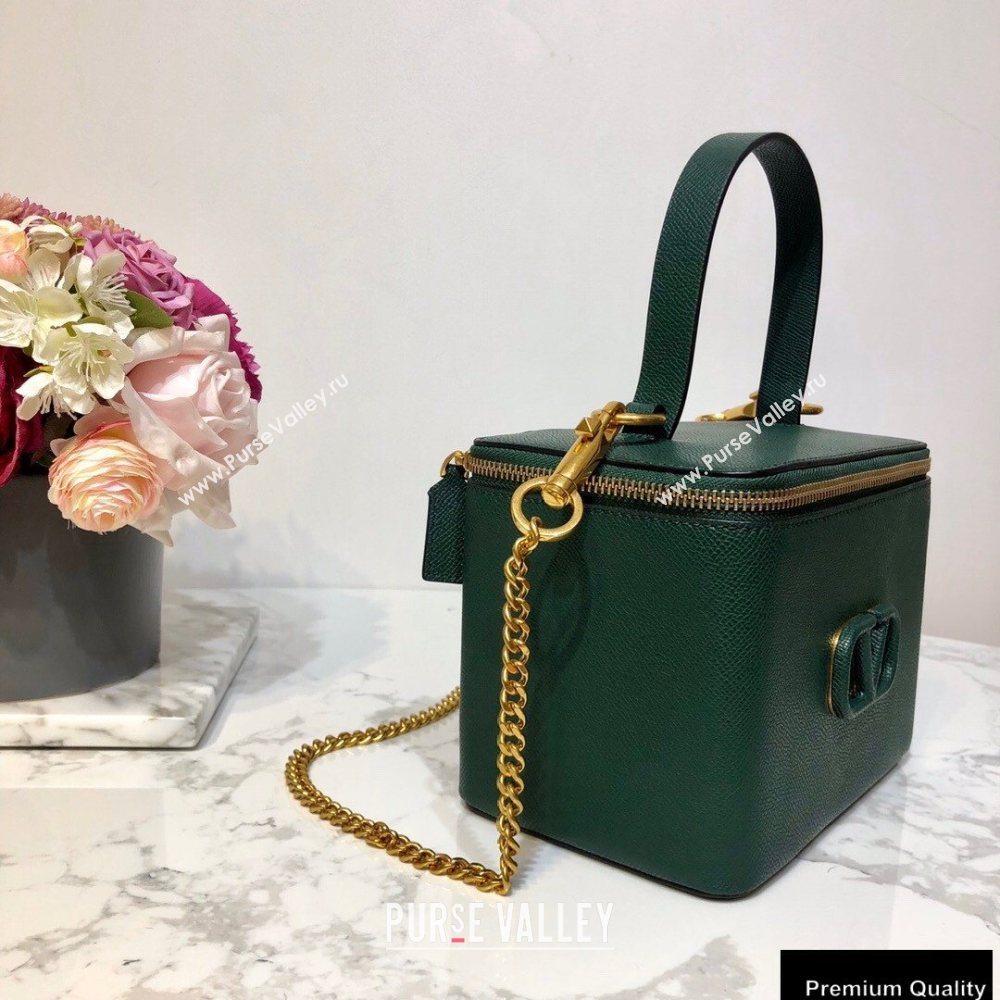 Valentino VSLING Calfskin Vanity Case Bag Green 2020 (liankafo-20101409)
