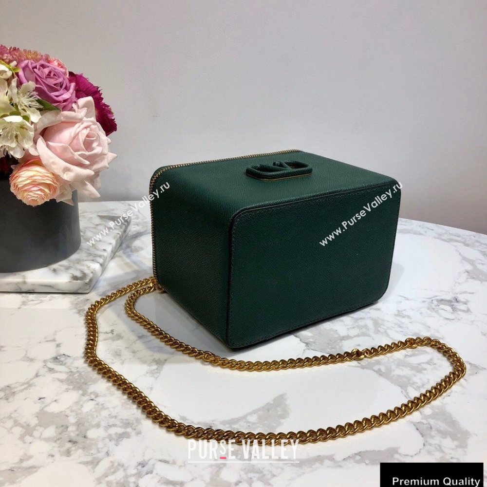 Valentino VSLING Calfskin Vanity Case Bag Green 2020 (liankafo-20101409)