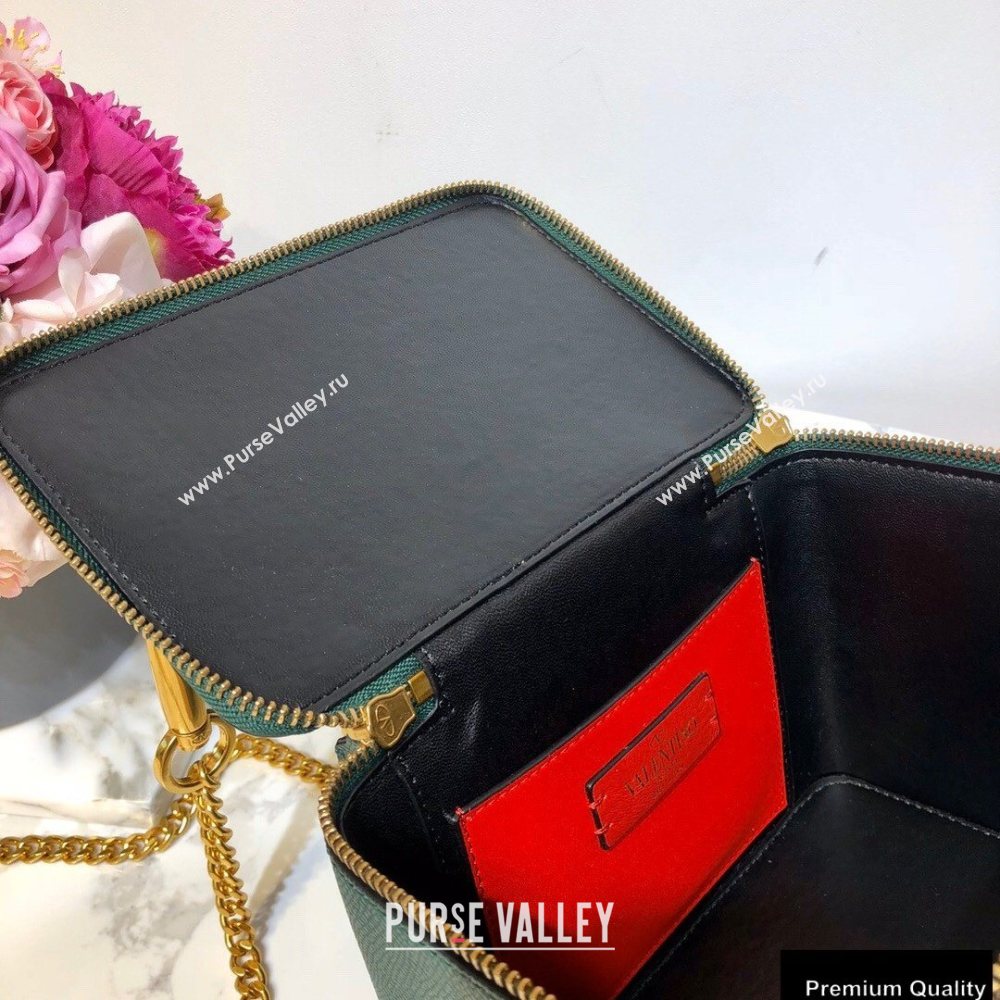 Valentino VSLING Calfskin Vanity Case Bag Green 2020 (liankafo-20101409)