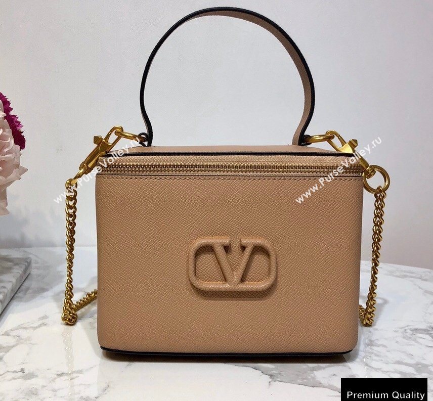 Valentino VSLING Calfskin Vanity Case Bag Nude 2020 (liankafo-20101410)
