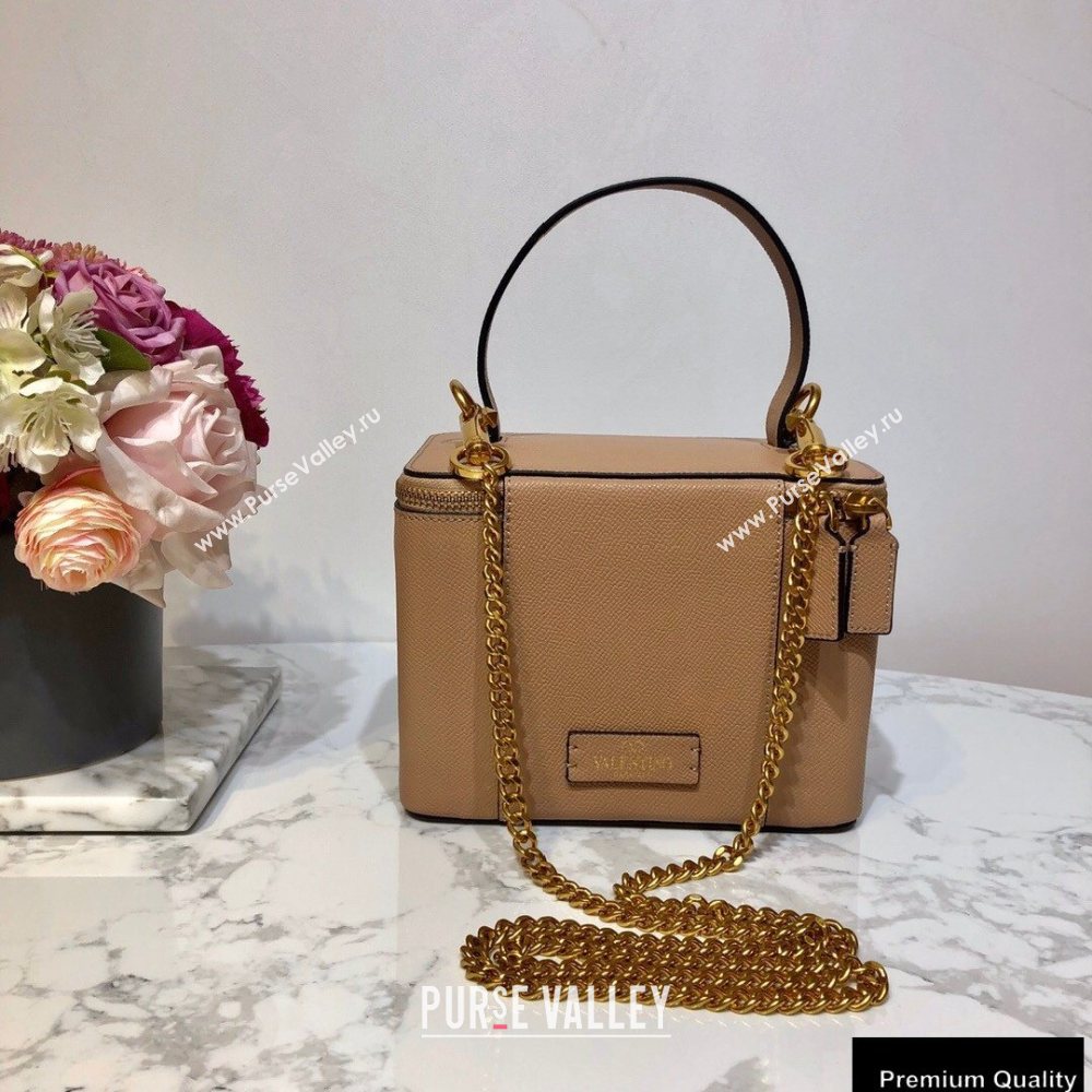 Valentino VSLING Calfskin Vanity Case Bag Nude 2020 (liankafo-20101410)