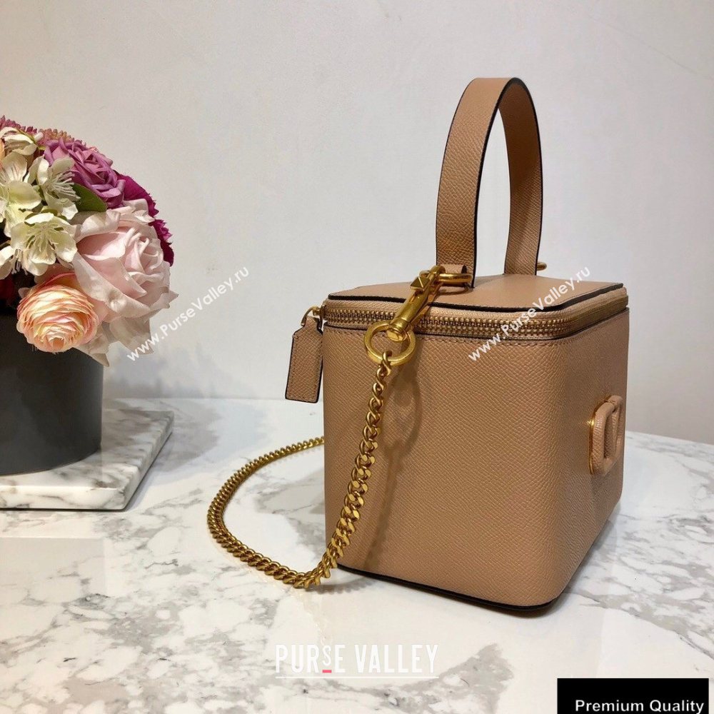Valentino VSLING Calfskin Vanity Case Bag Nude 2020 (liankafo-20101410)