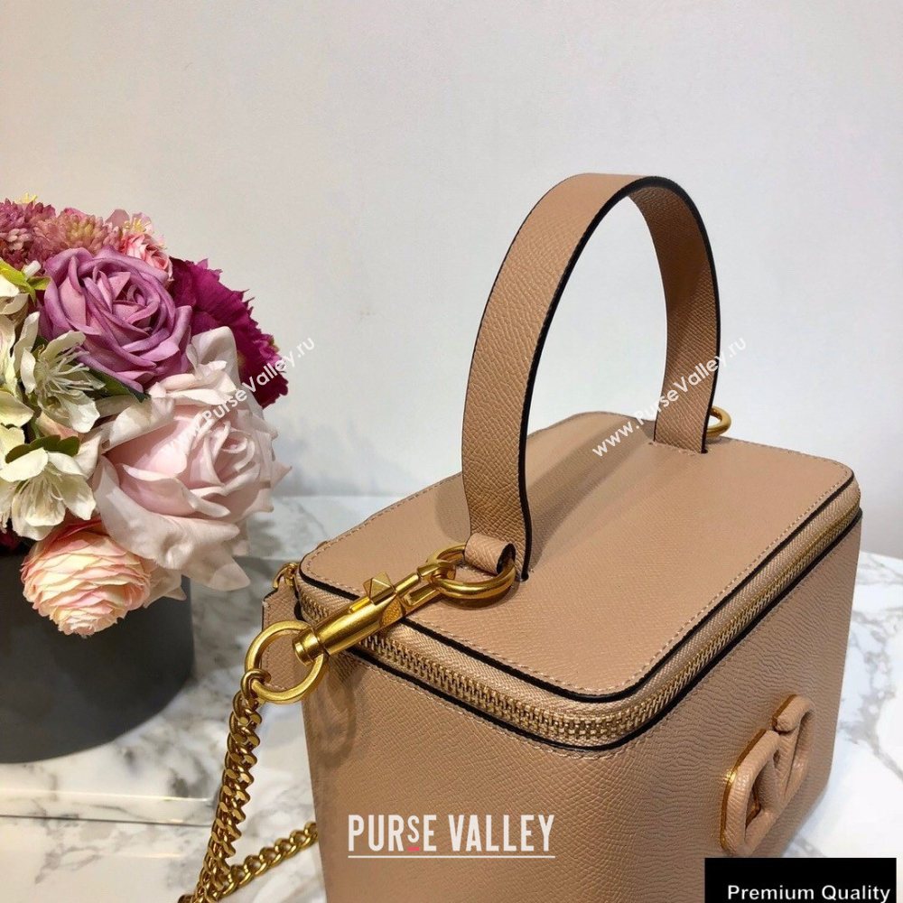 Valentino VSLING Calfskin Vanity Case Bag Nude 2020 (liankafo-20101410)