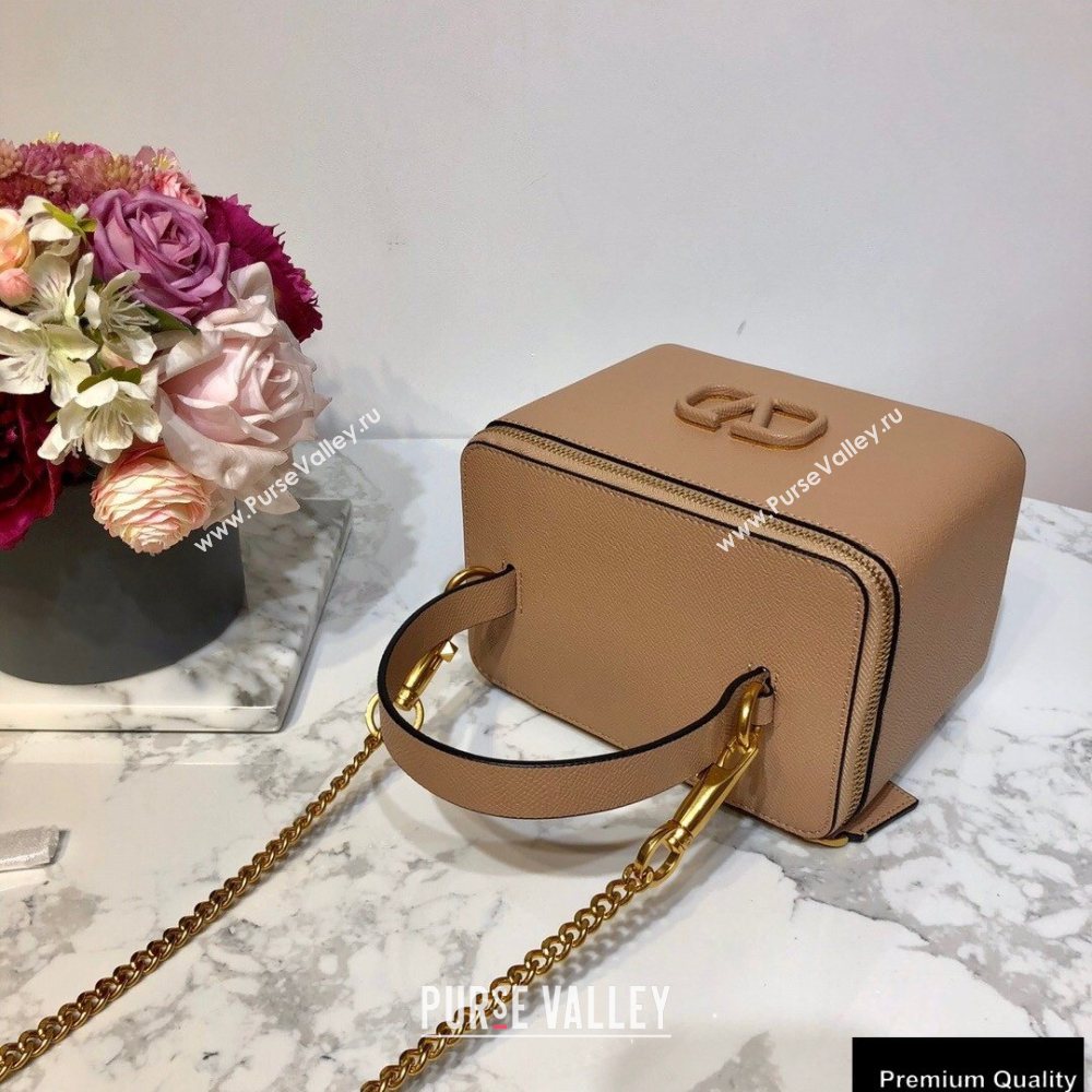 Valentino VSLING Calfskin Vanity Case Bag Nude 2020 (liankafo-20101410)
