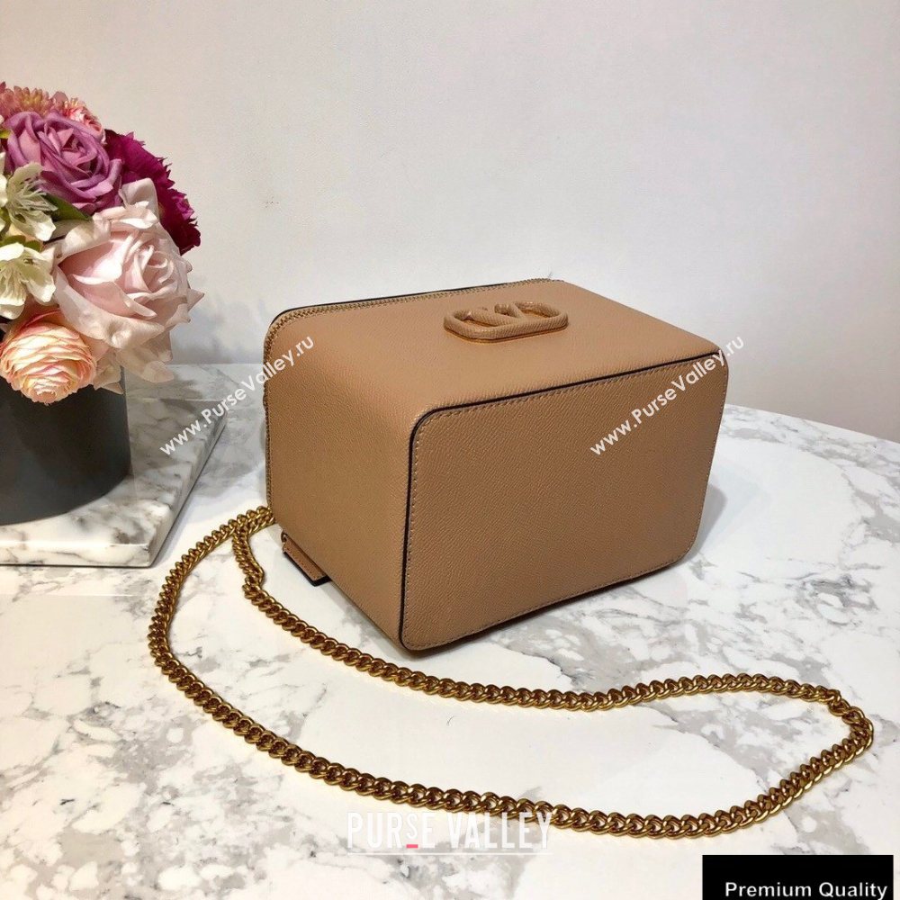 Valentino VSLING Calfskin Vanity Case Bag Nude 2020 (liankafo-20101410)