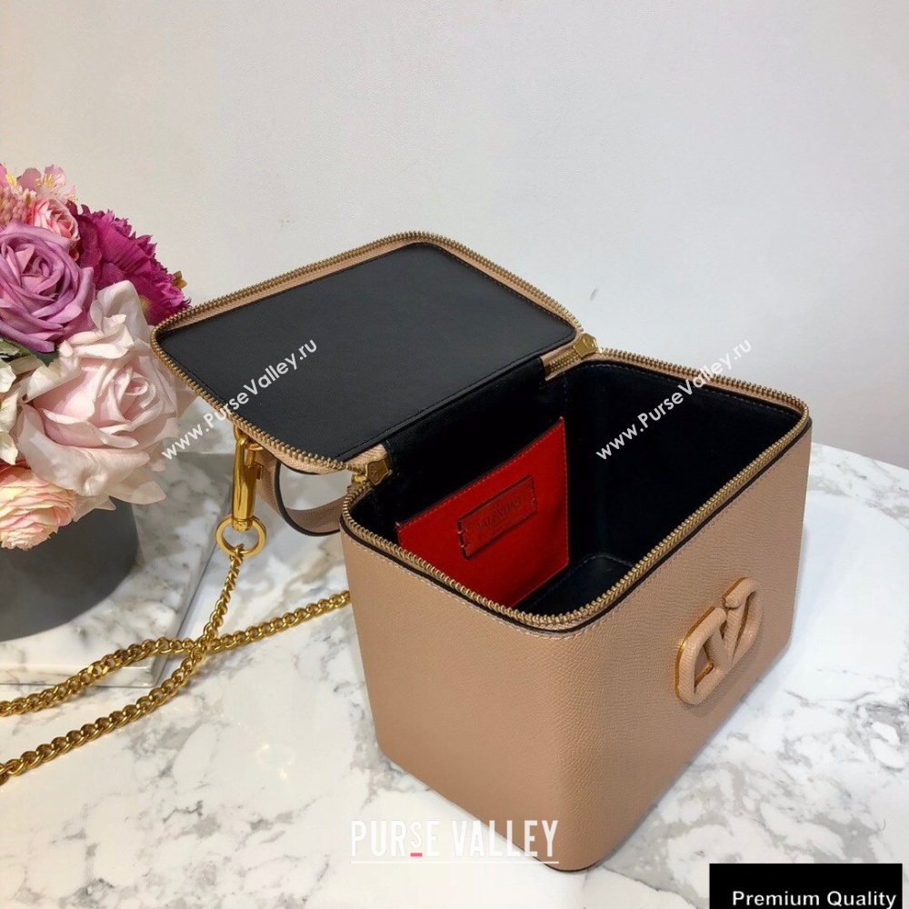 Valentino VSLING Calfskin Vanity Case Bag Nude 2020 (liankafo-20101410)