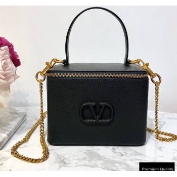 Valentino VSLING Calfskin Vanity Case Bag Black 2020 (liankafo-20101407)