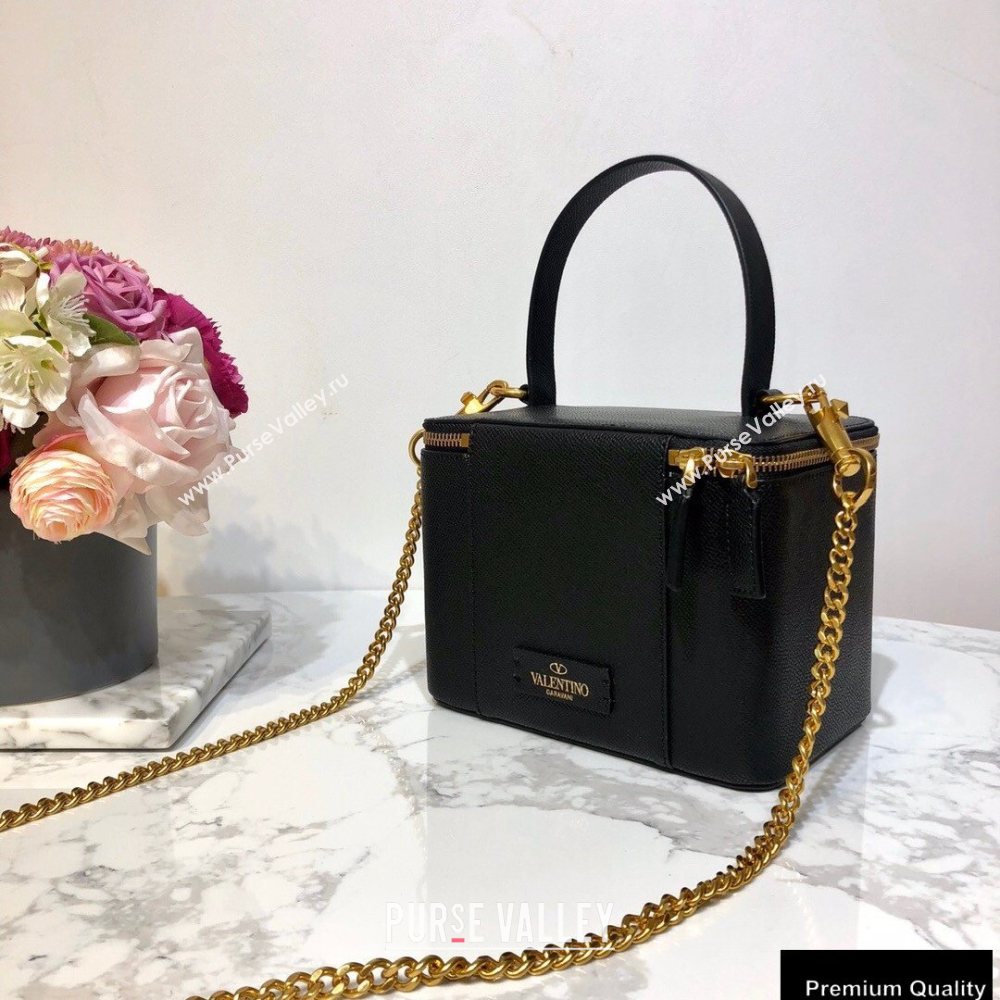 Valentino VSLING Calfskin Vanity Case Bag Black 2020 (liankafo-20101407)