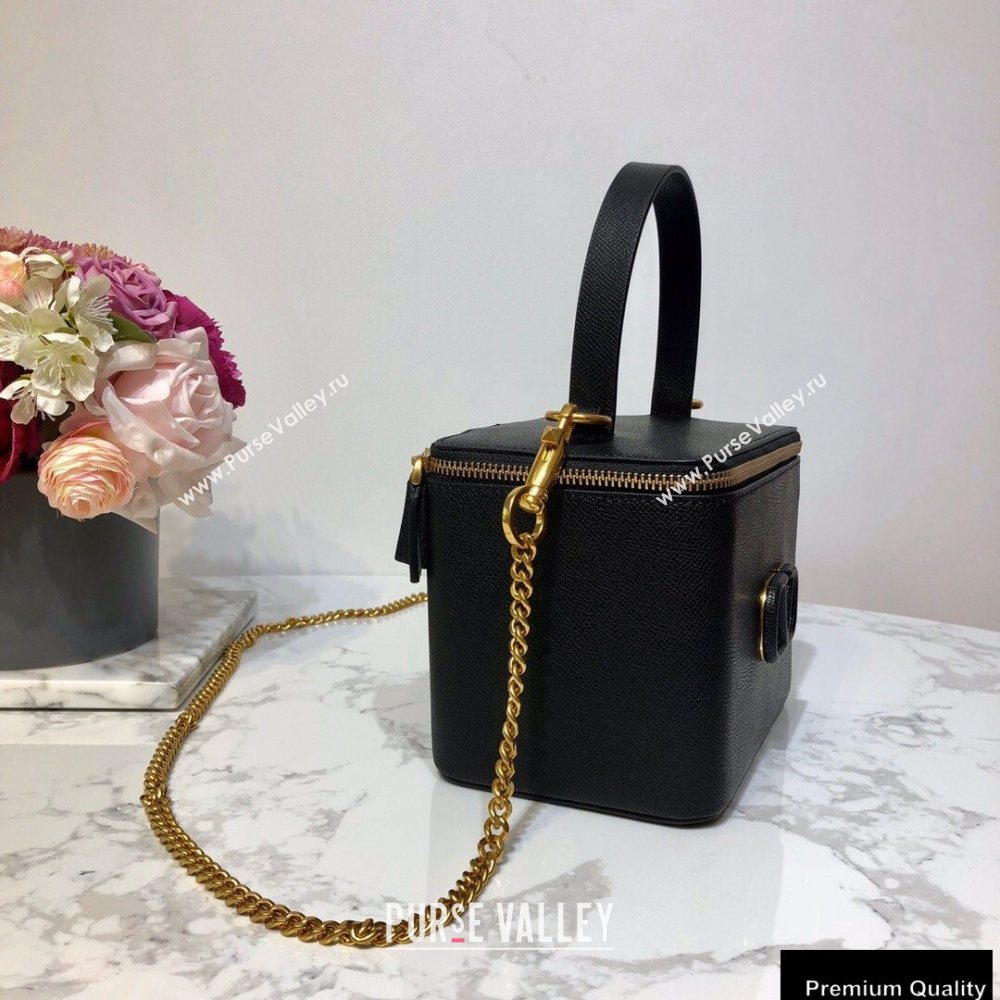 Valentino VSLING Calfskin Vanity Case Bag Black 2020 (liankafo-20101407)