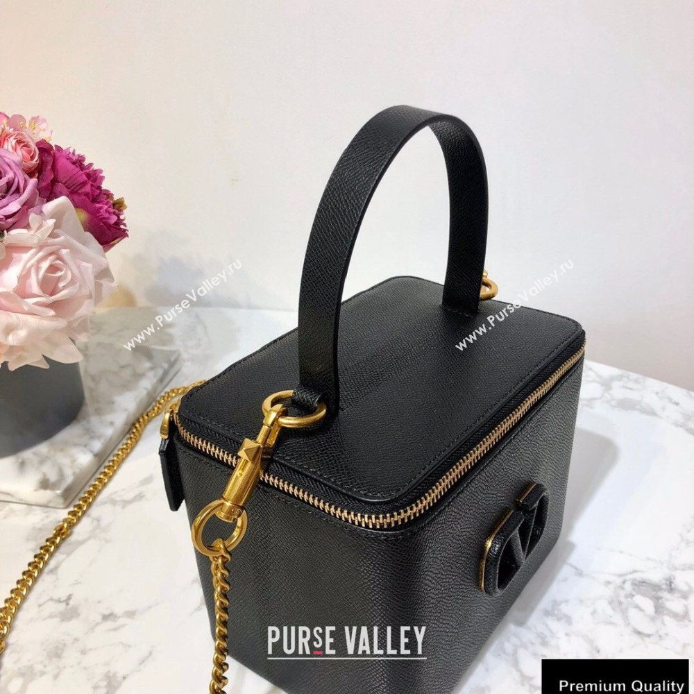 Valentino VSLING Calfskin Vanity Case Bag Black 2020 (liankafo-20101407)