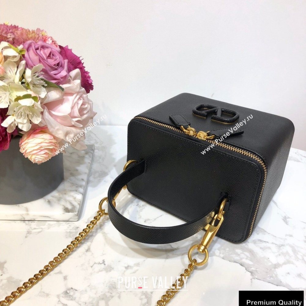 Valentino VSLING Calfskin Vanity Case Bag Black 2020 (liankafo-20101407)