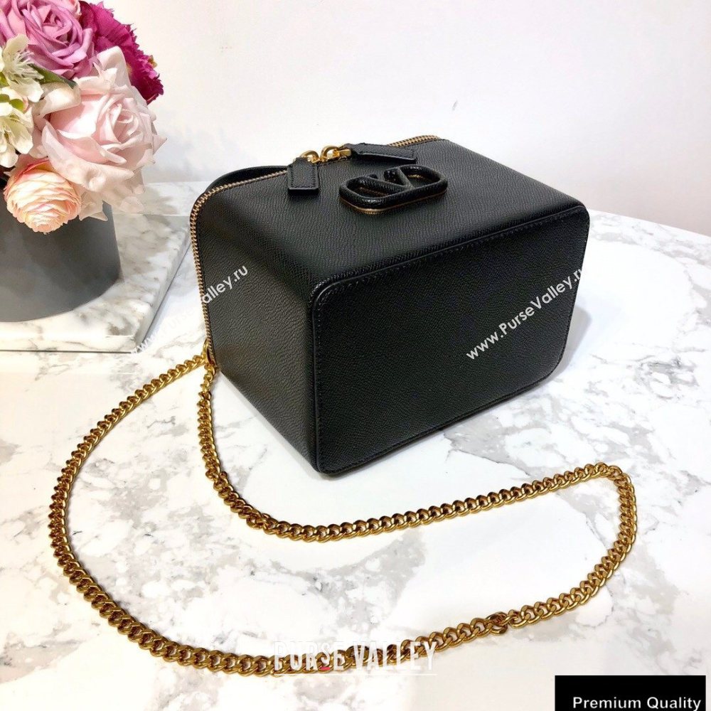 Valentino VSLING Calfskin Vanity Case Bag Black 2020 (liankafo-20101407)