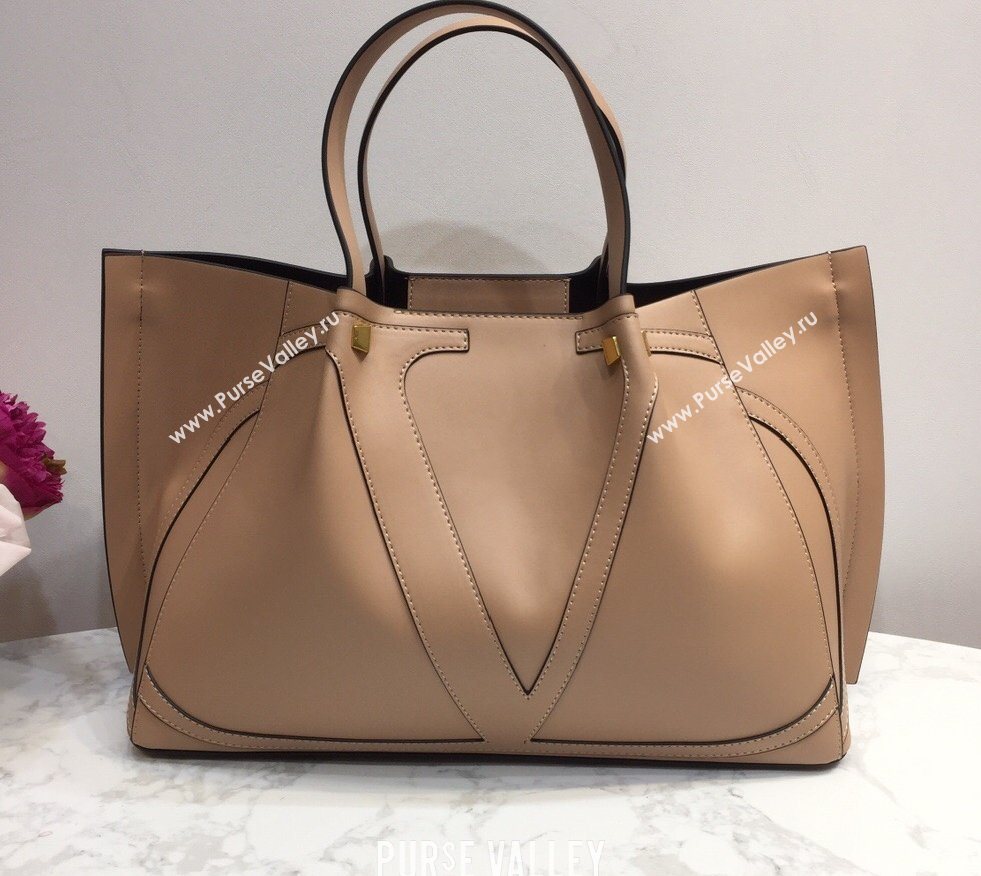 Valentino Vlogo Signature Large Shopping Tote Bag 9099 Nude 2020 (liankafo-20101440)