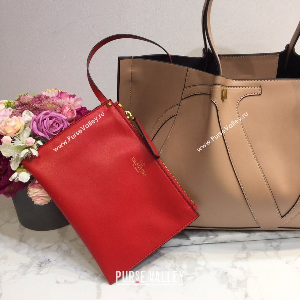 Valentino Vlogo Signature Large Shopping Tote Bag 9099 Nude 2020 (liankafo-20101440)