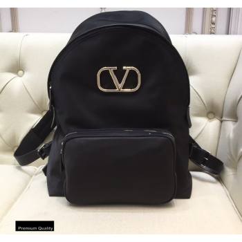 Valentino Vlogo Nylon Backpack Bag Black 2020 (liankafo-20101436)