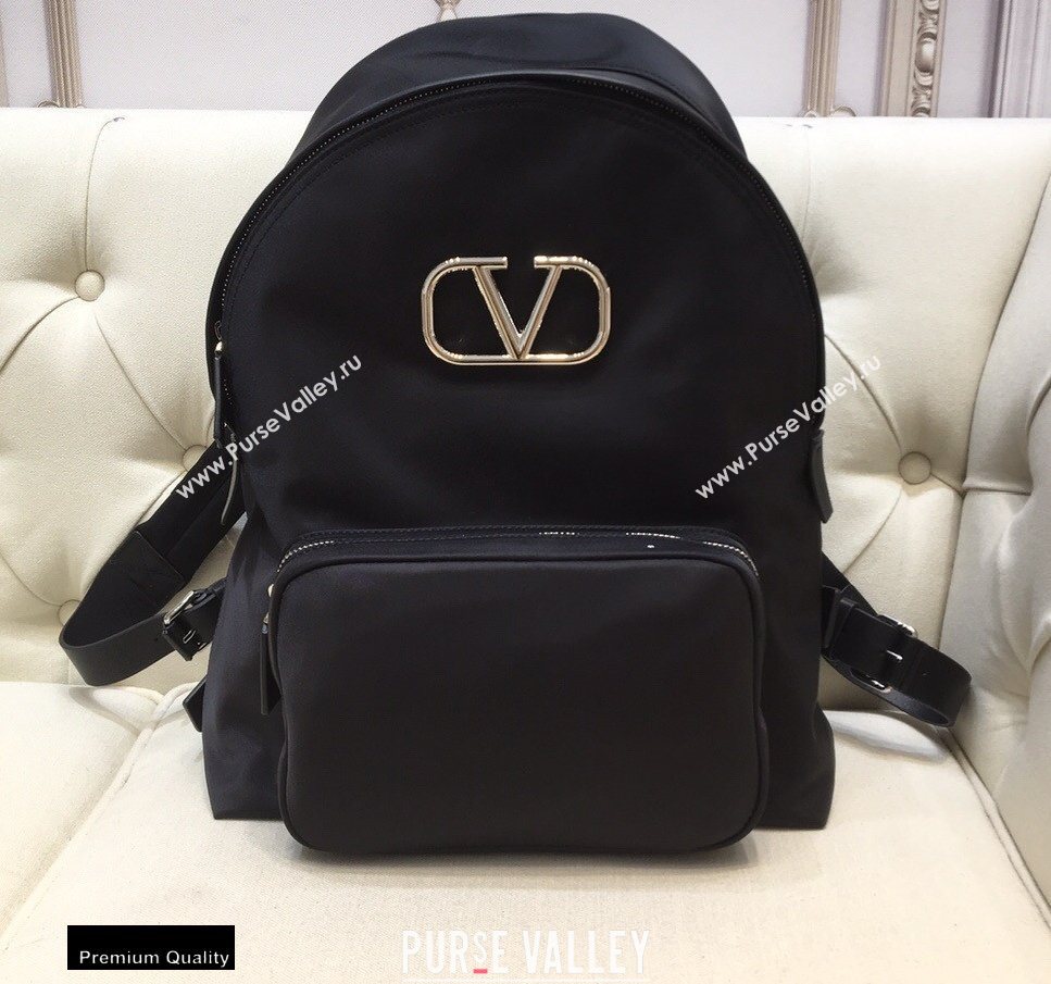 Valentino Vlogo Nylon Backpack Bag Black 2020 (liankafo-20101436)