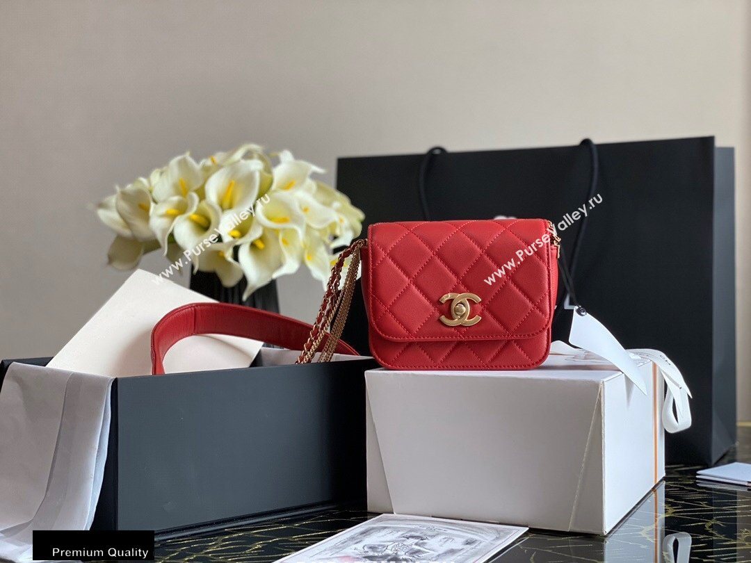 Chanel Multiple Chains Mini Flap Bag AS2051 Red 2020 (jiyuan-20101541)