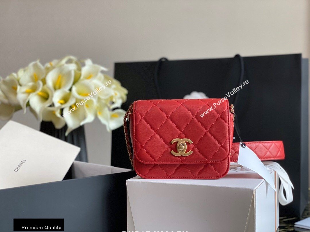 Chanel Multiple Chains Mini Flap Bag AS2051 Red 2020 (jiyuan-20101541)