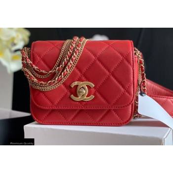 Chanel Multiple Chains Mini Flap Bag AS2051 Red 2020 (jiyuan-20101541)