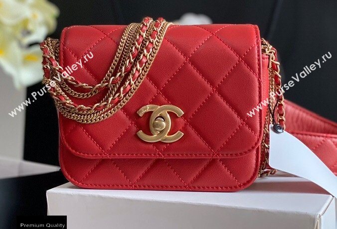 Chanel Multiple Chains Mini Flap Bag AS2051 Red 2020 (jiyuan-20101541)