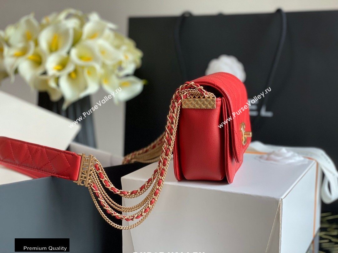 Chanel Multiple Chains Mini Flap Bag AS2051 Red 2020 (jiyuan-20101541)